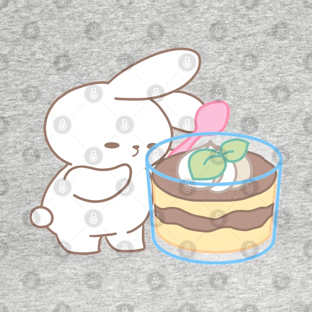 Cute Rabbit Savoring Giant Tiramisu by LoppiTokki